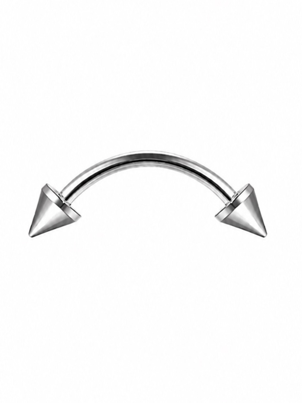 Silver Spike Curved Barbell Eyebrow Ring Stainless Steel